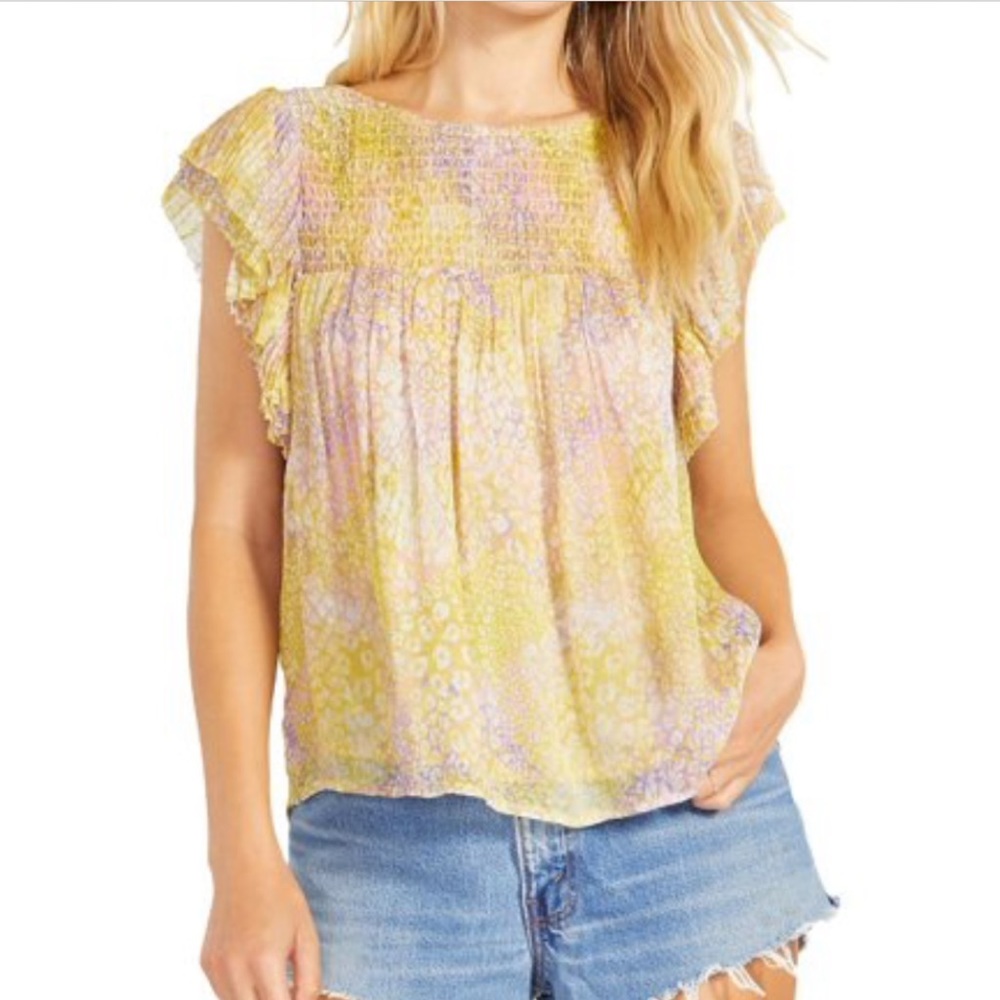 BB Dakota smocked tie dye blouse size M